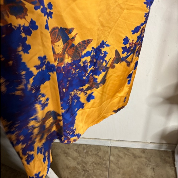 All Saints Asymmetrical Yellow and Blue Floral Skirt - Picture 7 of 7